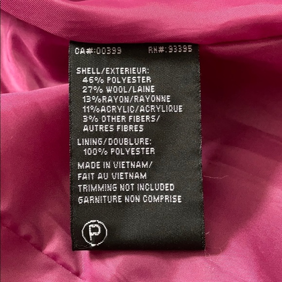 Fuschia/machenta Color 3 button coat. - Picture 6 of 7